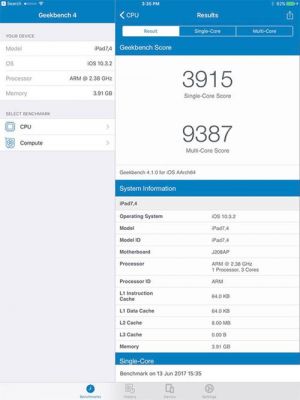 关于ipadpro跑分和笔记本的信息
