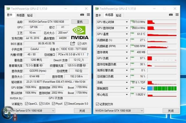 关于gtx1060惠普跑分的信息
