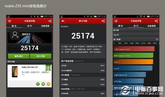 关于努比亚z5smini跑分的信息