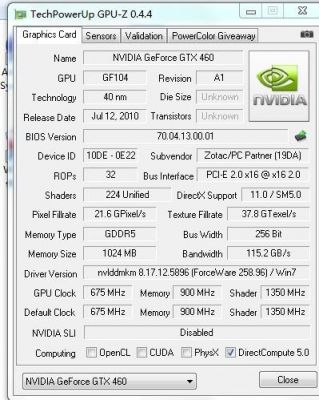 包含索泰gtx460跑分的词条