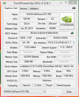 关于显卡gtx760跑分的信息