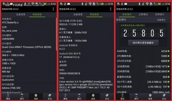 htc蝴蝶跑分的简单介绍